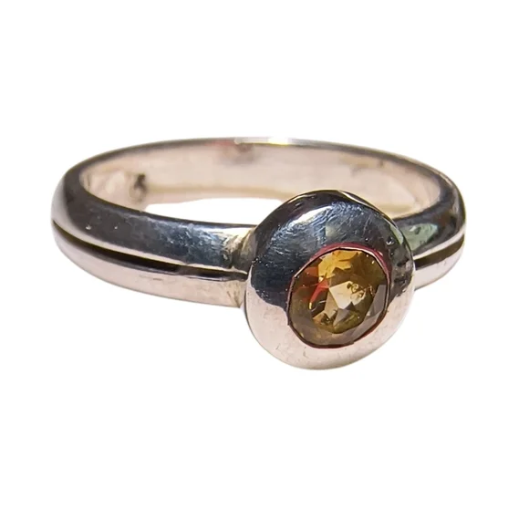 Yellow Topaz And Sterling Silver Artisan Minimalist Ring Brand New - Picture 3 of 11